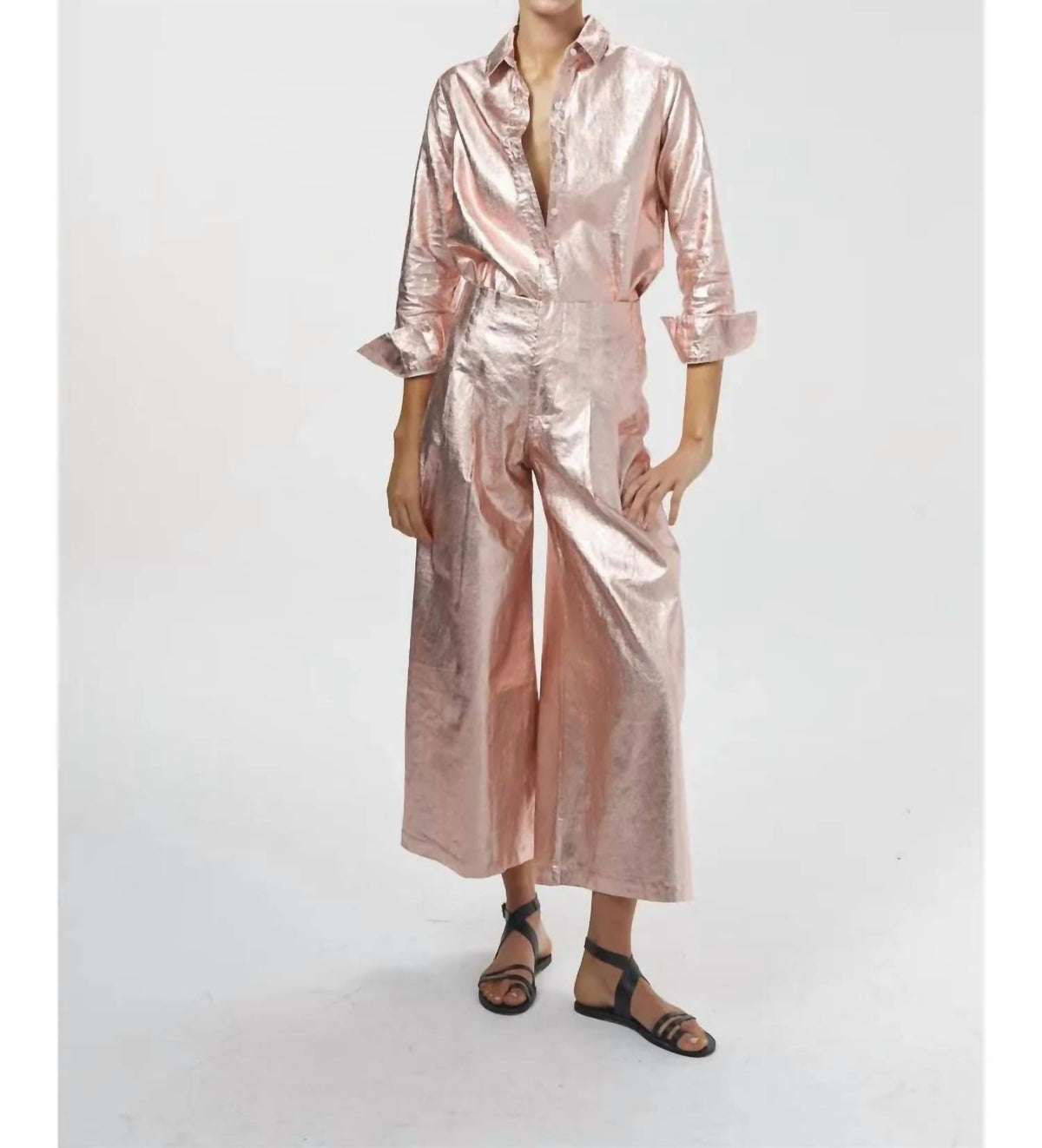 Lanhtropy - Culotte Metallic Linen Pant
