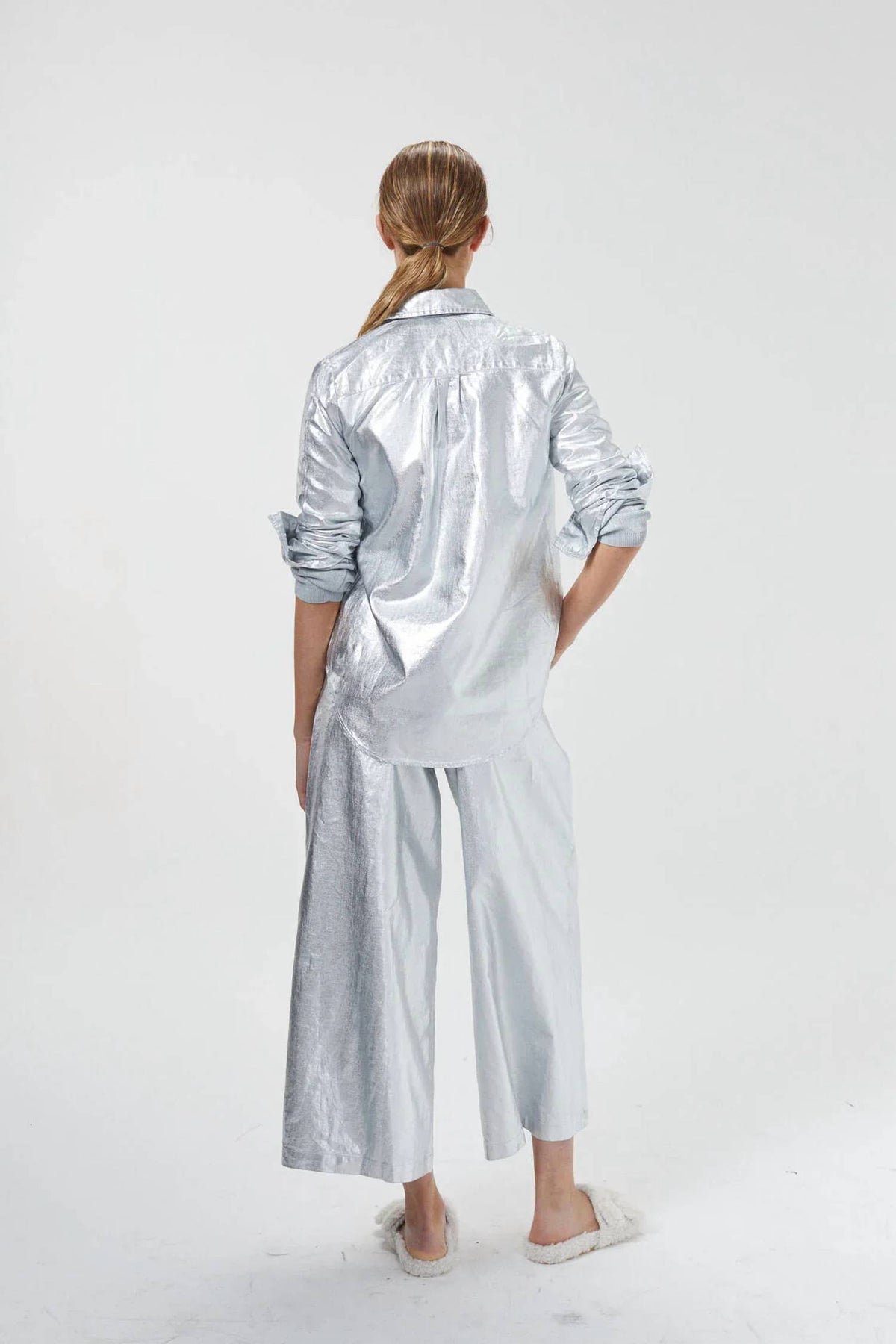 Lanhtropy - Culotte Metallic Linen Pants