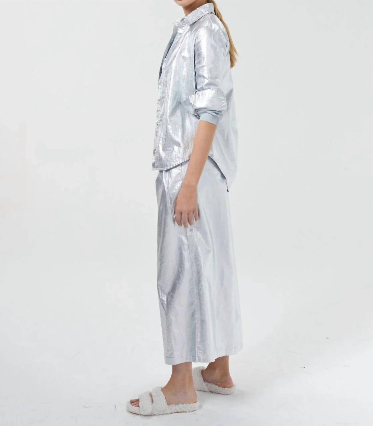 Lanhtropy - Culotte Metallic Linen Pants