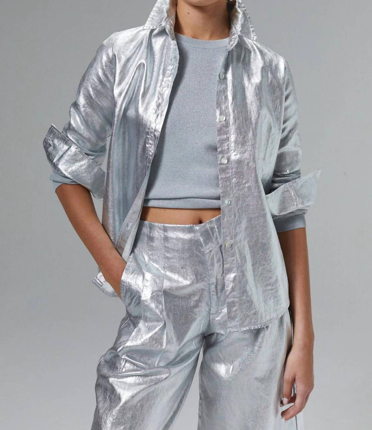 Lanhtropy - Culotte Metallic Linen Pants