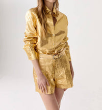 Lanhtropy - Frida Metallic Linen Shorts