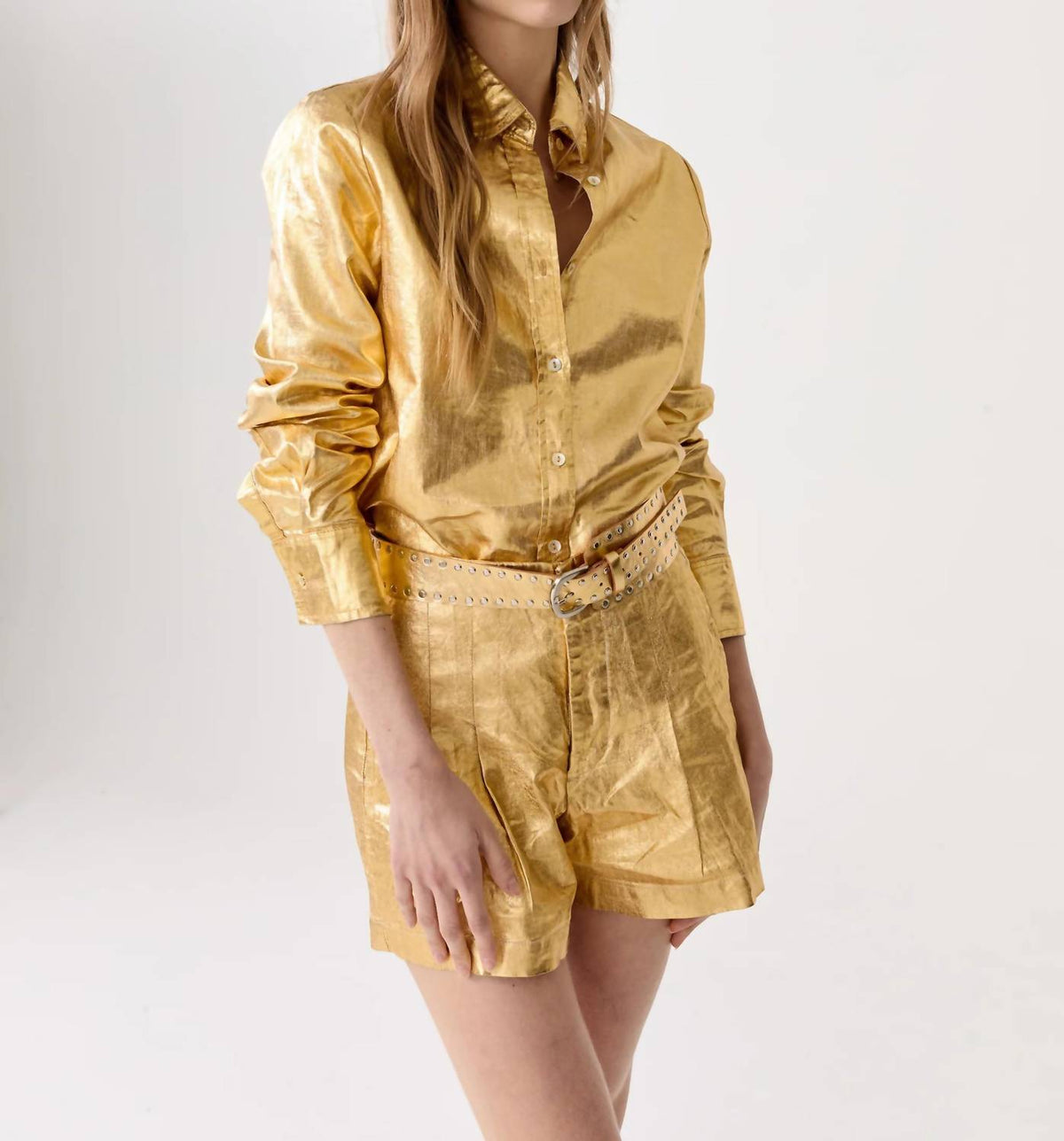 Lanhtropy - Frida Metallic Linen Shorts
