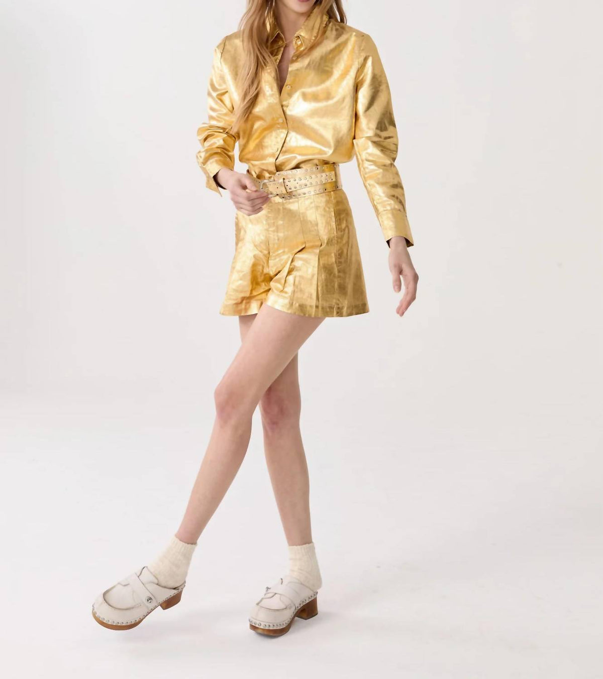 Lanhtropy - Frida Metallic Linen Shorts