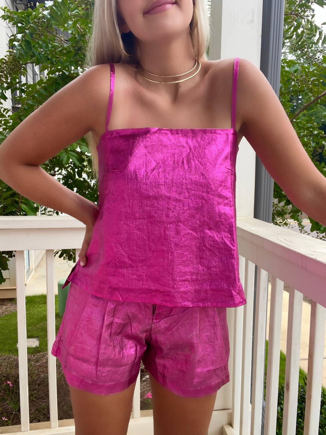 Lanhtropy - Metallic Linen Top