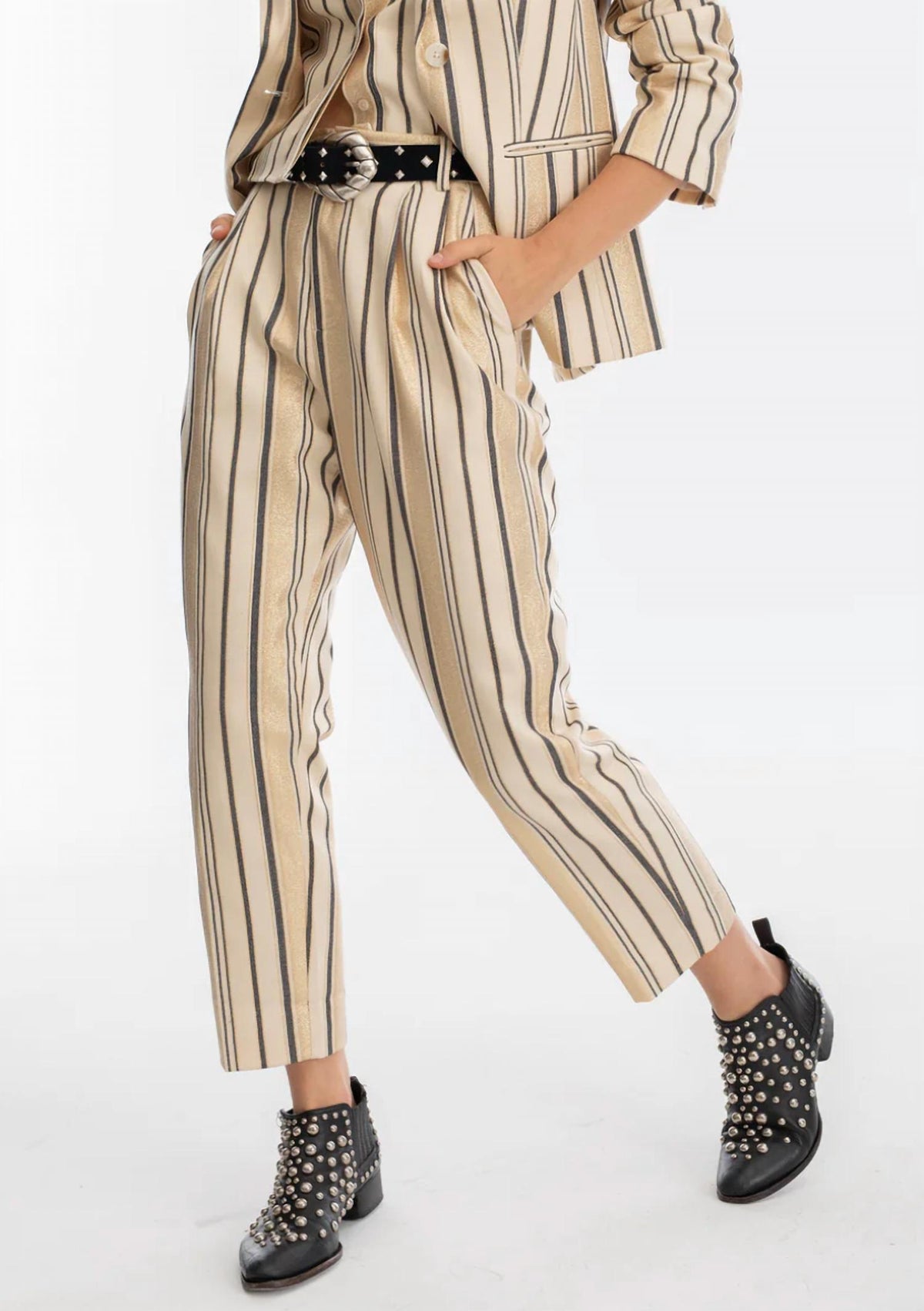 Lanhtropy - Rome Jacquard High Waist Pants