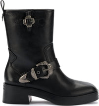Larroude - Women's Hardy Moto Leather Boots - ankle - boots - black - booties