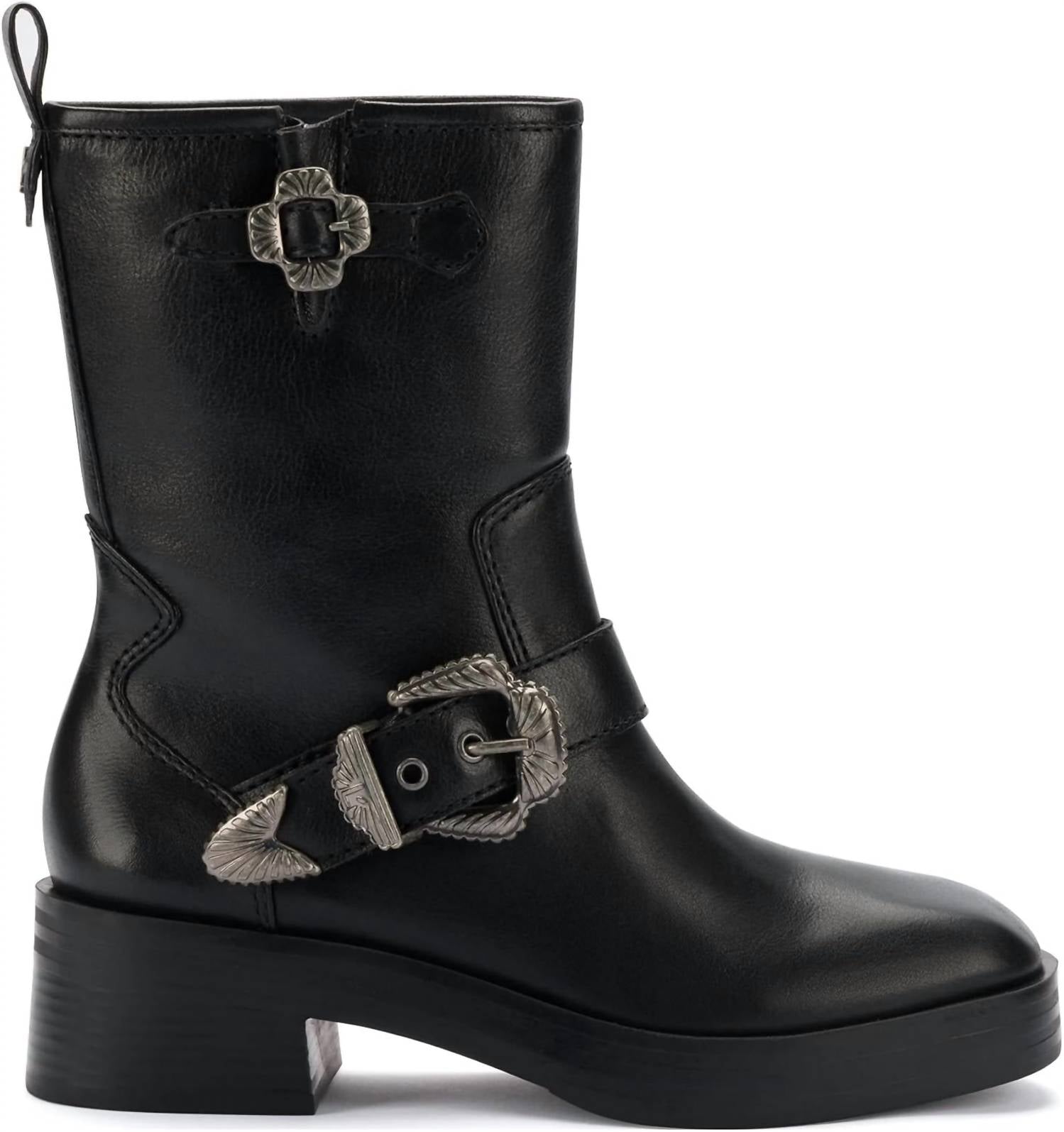 Larroude - Women's Hardy Moto Leather Boots - ankle - boots - black - booties