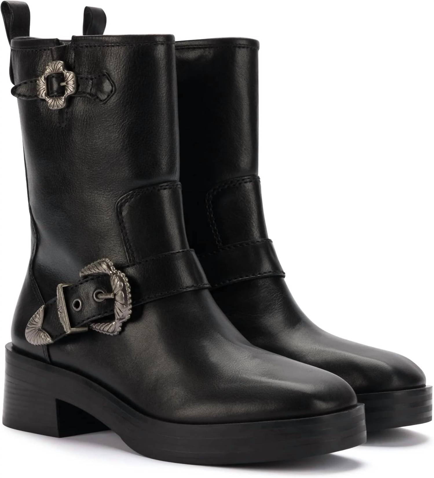 Larroude - Women's Hardy Moto Leather Boots - ankle - boots - black - booties