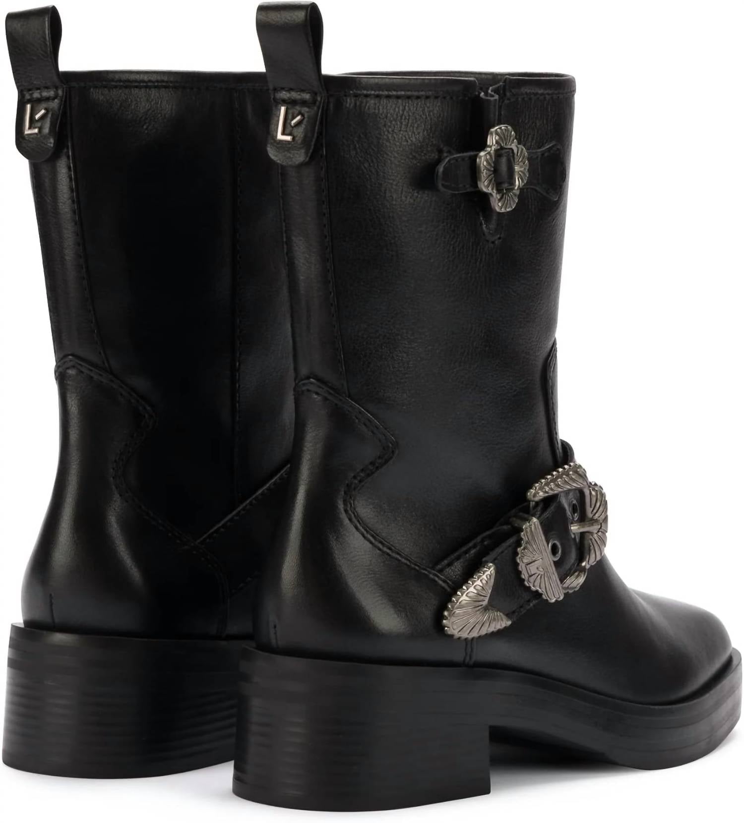 Larroude - Women's Hardy Moto Leather Boots - ankle - boots - black - booties