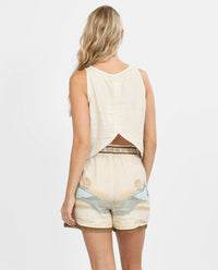 Las Surenas - Linen Tank Top - beige - clothing - graphic