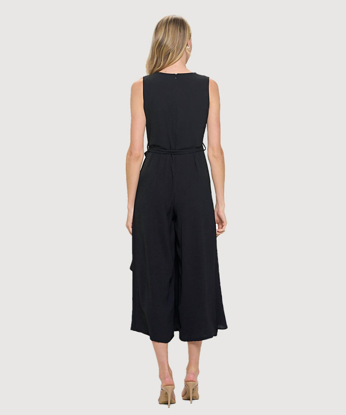 Last Tango - Sleeveless Surplice Side Drape Jumpsuit