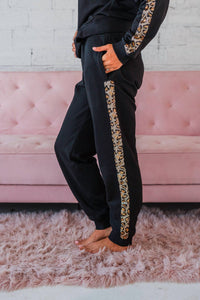 Layerz Clothing - Dazzle Leopard Paneled Sweatpants