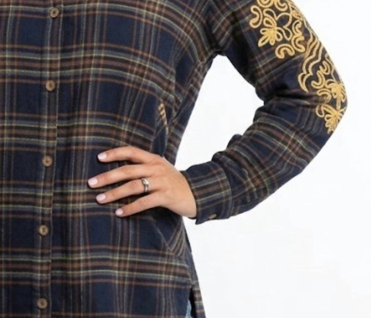 Layerz Clothing - Diane Plaid Embroidered Top