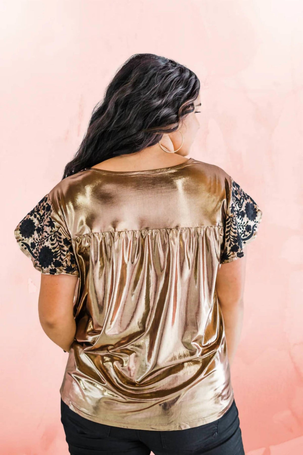 Layerz Clothing - Embroidered Metallic Top