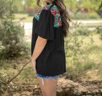 Layerz Clothing - Embroidered V-neck Top