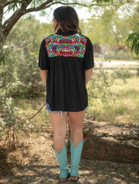 Layerz Clothing - Embroidered V-neck Top