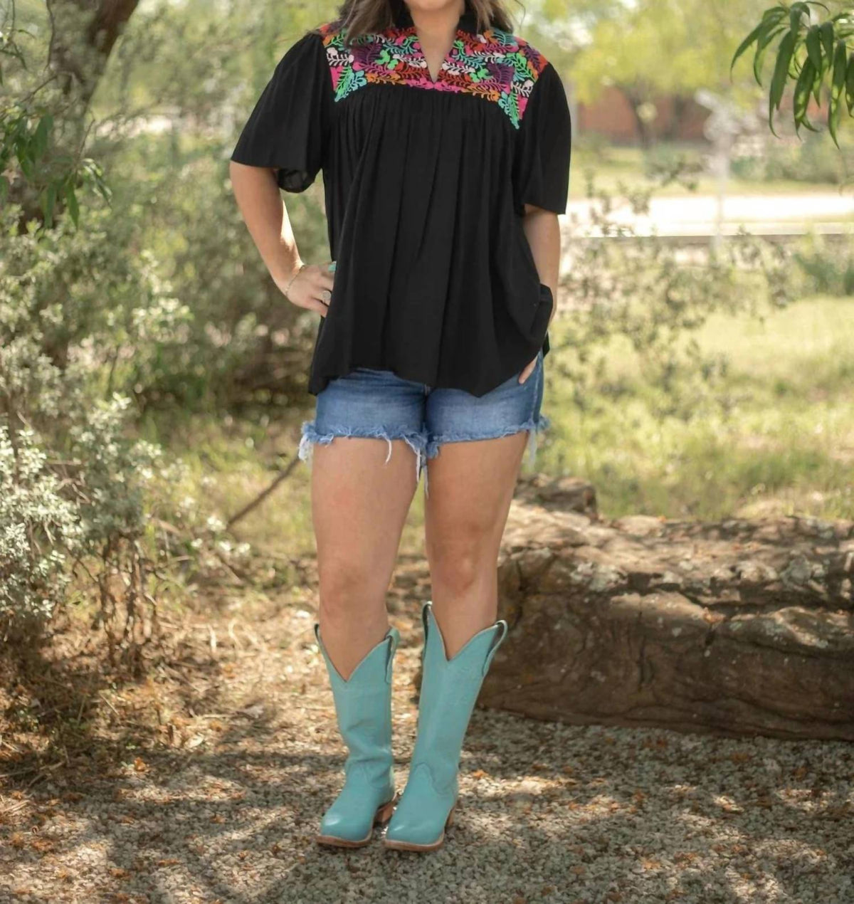Layerz Clothing - Embroidered V-neck Top
