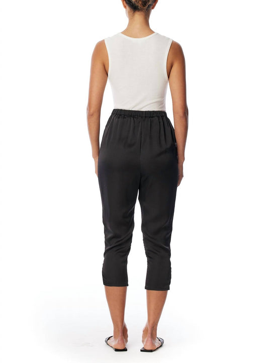 Lblc The Label - Brie Vegan Silk Pleated Pant - ankle - black - clothing