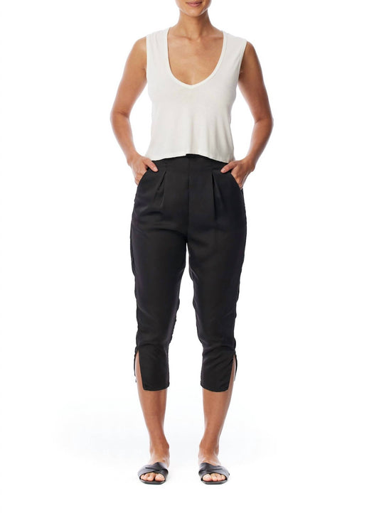 Lblc The Label - Brie Vegan Silk Pleated Pant - ankle - black - clothing