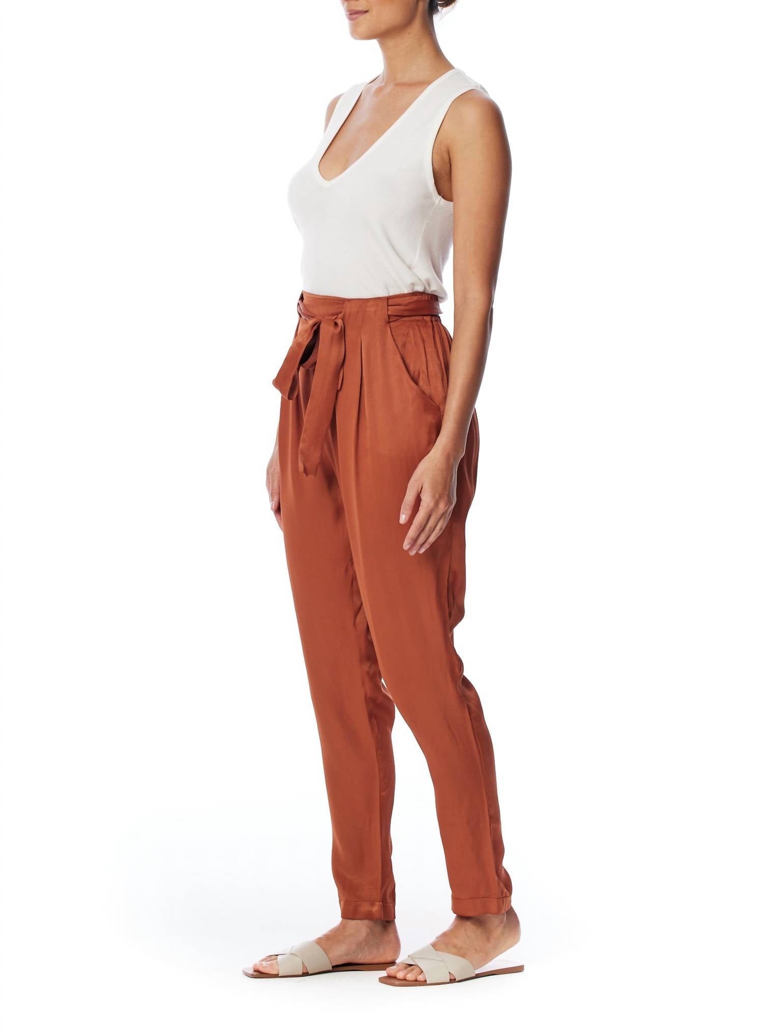Lblc The Label - Cathy Satin Belted Pants - clothing - directbrandpartner - orange