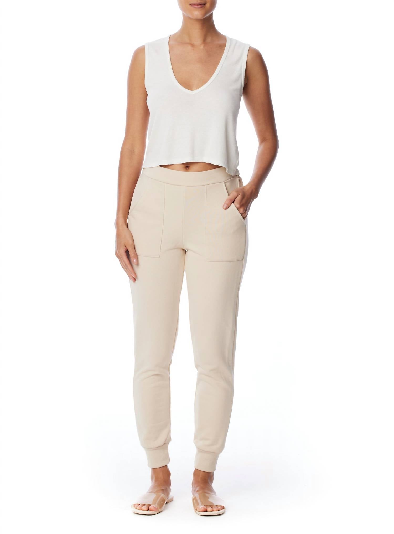 Lblc The Label - Tarah Pocket Sweatpant - beige - clothing - cotton - blend