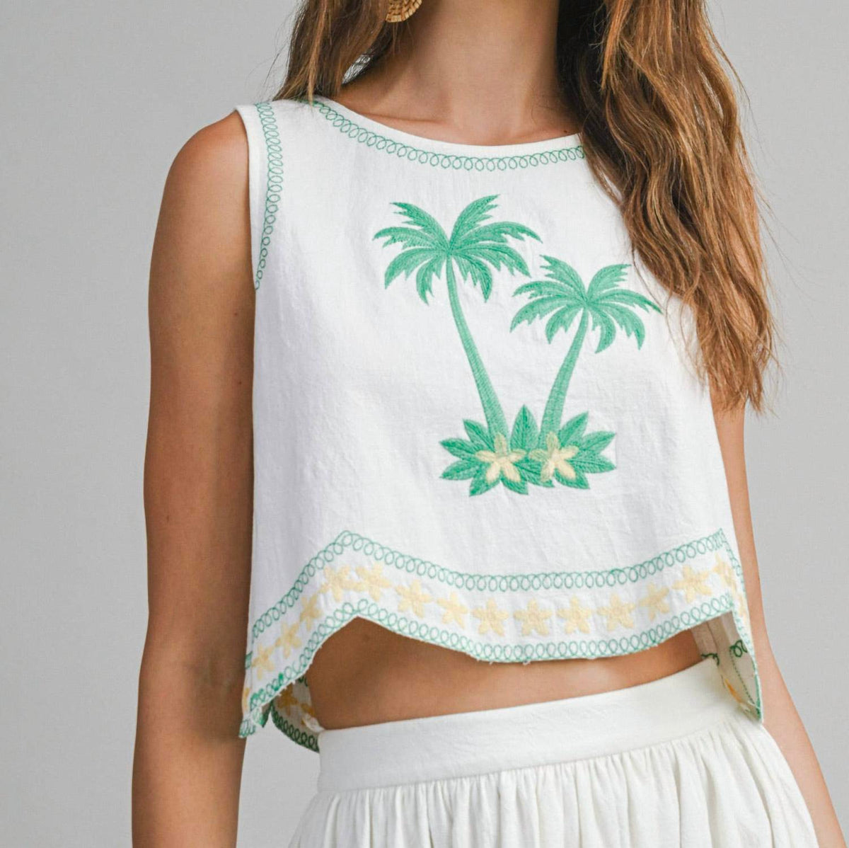 Le Cliche - Palm Tree Embroidered Crop Top
