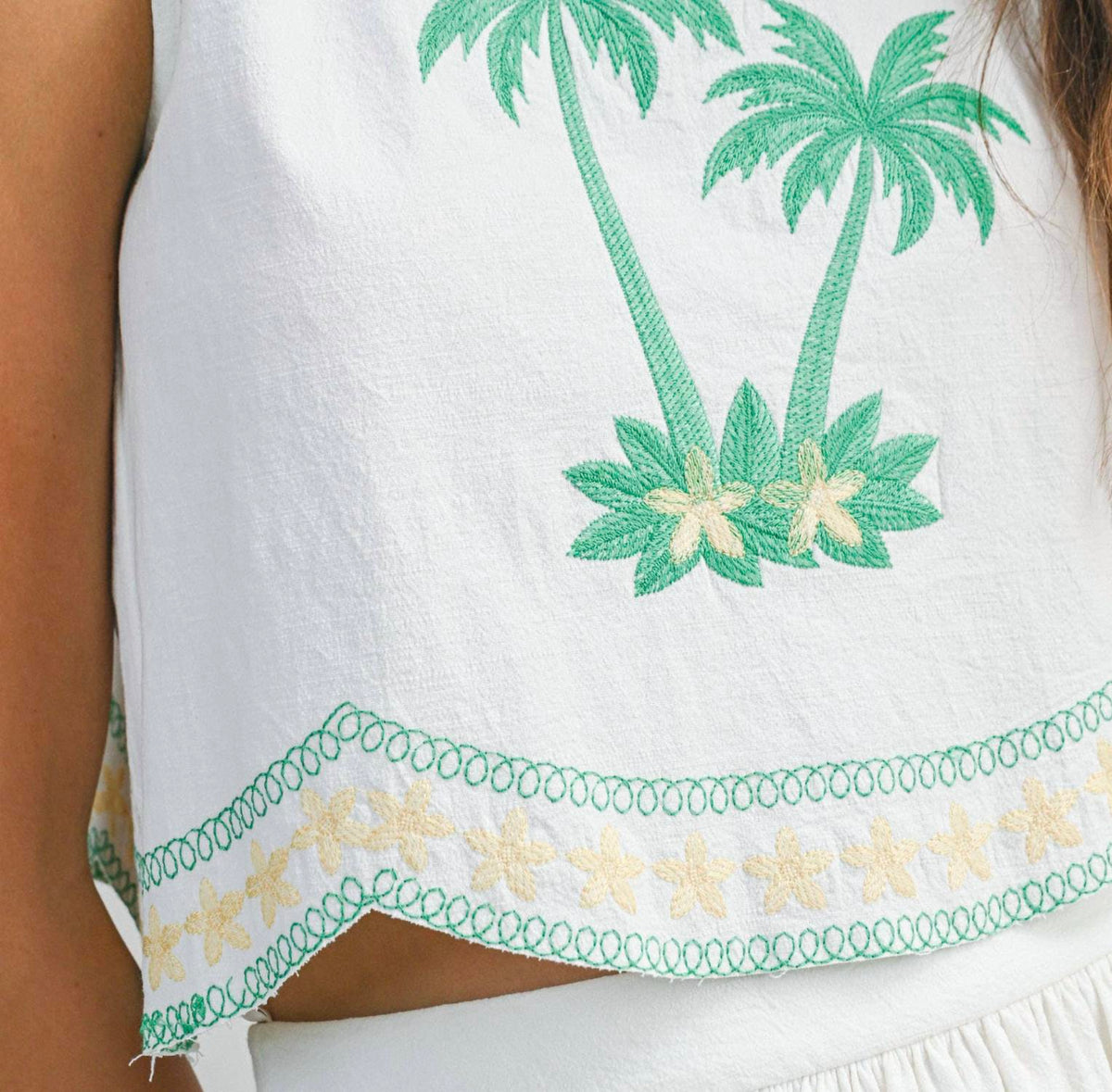 Le Cliche - Palm Tree Embroidered Crop Top