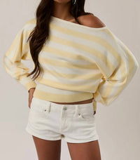 Le Lis - Boat Neck Stripe Dolman Sweater