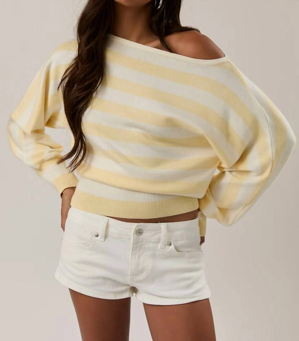 Le Lis - Boat Neck Stripe Dolman Sweater