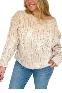 Le Lis - Joey Off Shoulder Cable Sweater