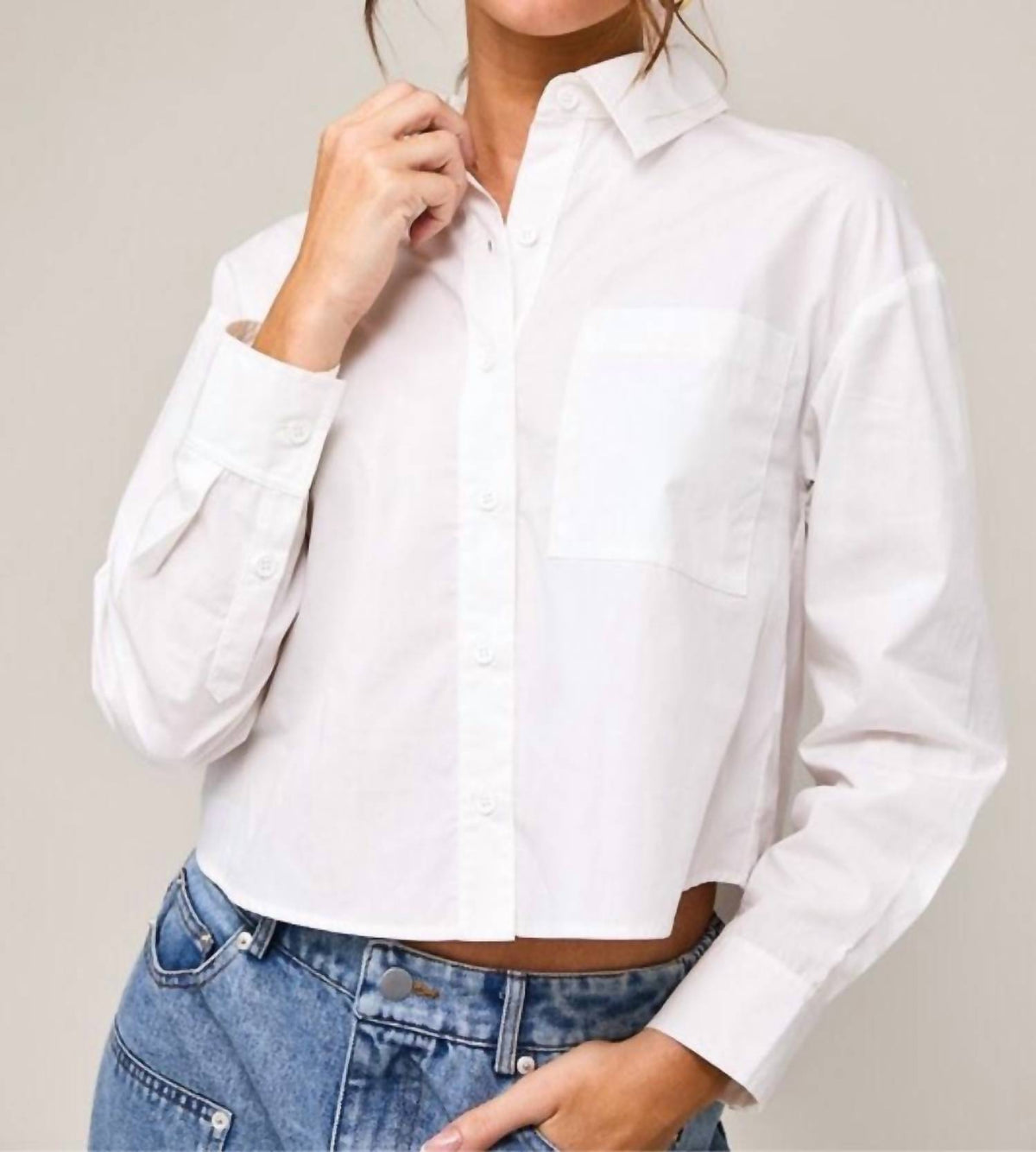 Le Lis - Long Sleeve Cropped Button Down Shirt