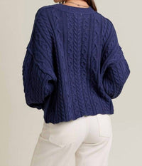 Le Lis - Pullover Sweater Top with Flag Detail On Front