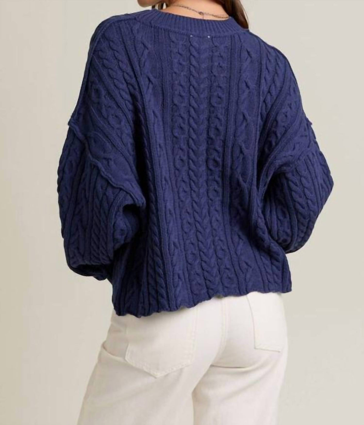 Le Lis - Pullover Sweater Top with Flag Detail On Front