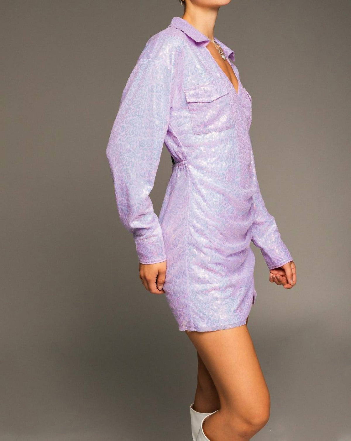 Le Lis - Sequin Shirt Dress