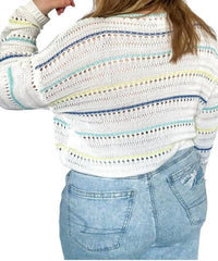 Le Lis - Shoreline Striped Crochet Sweater