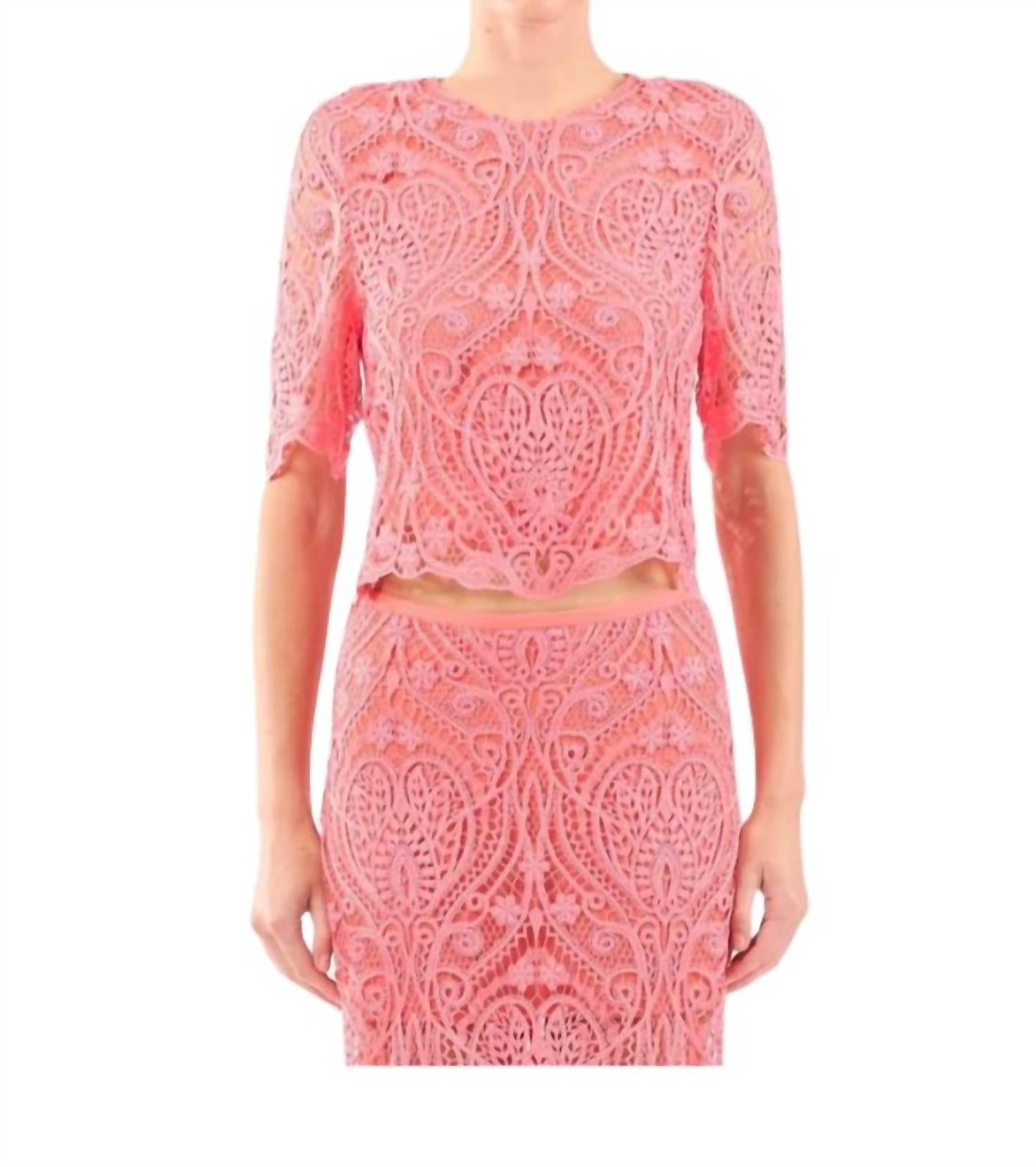Le Superbe - Lace Tee - blouses - clothing - pink