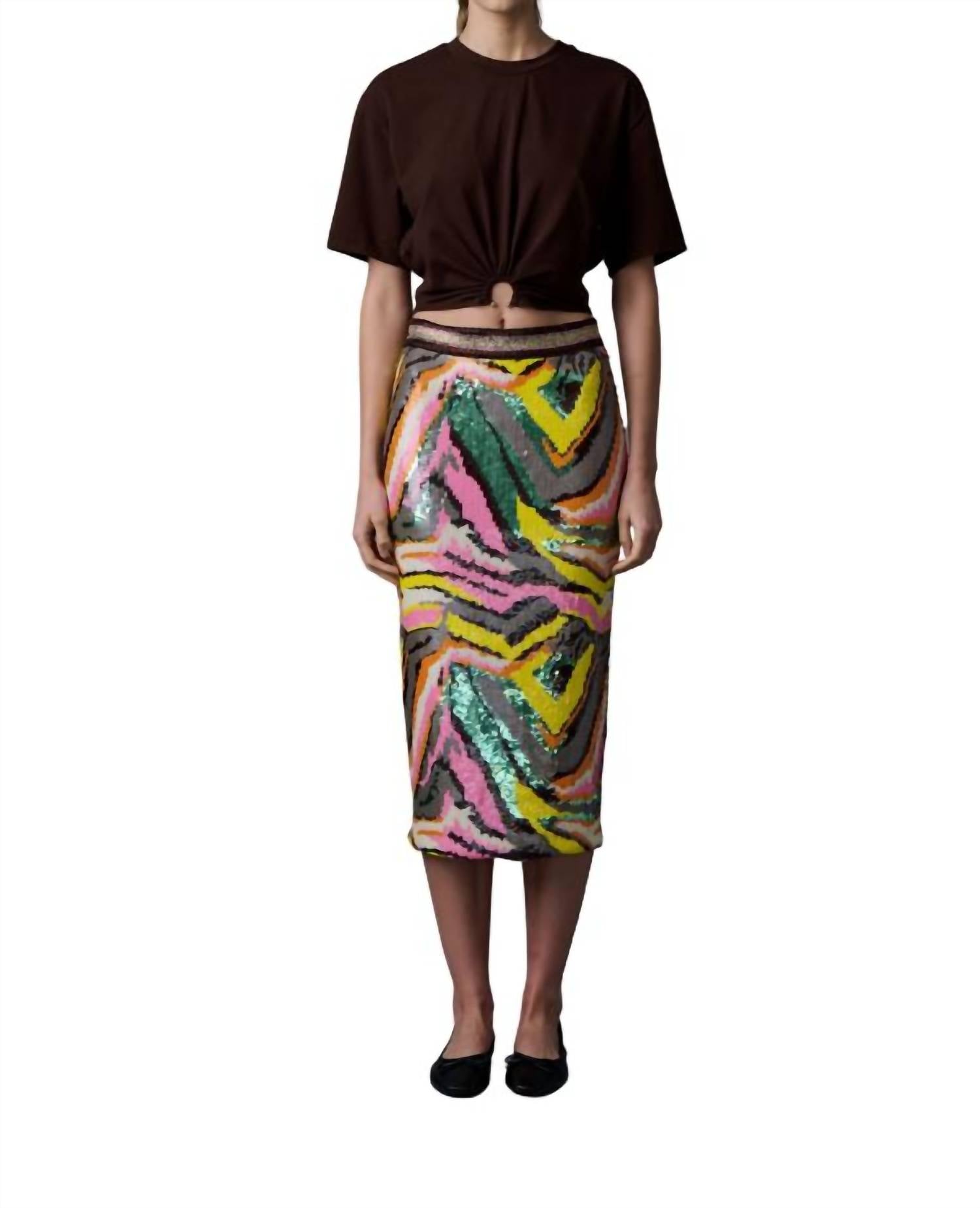 Le Superbe - Pop Art Liza Midi Skirt - clothing - geometric - knee - length - skirts