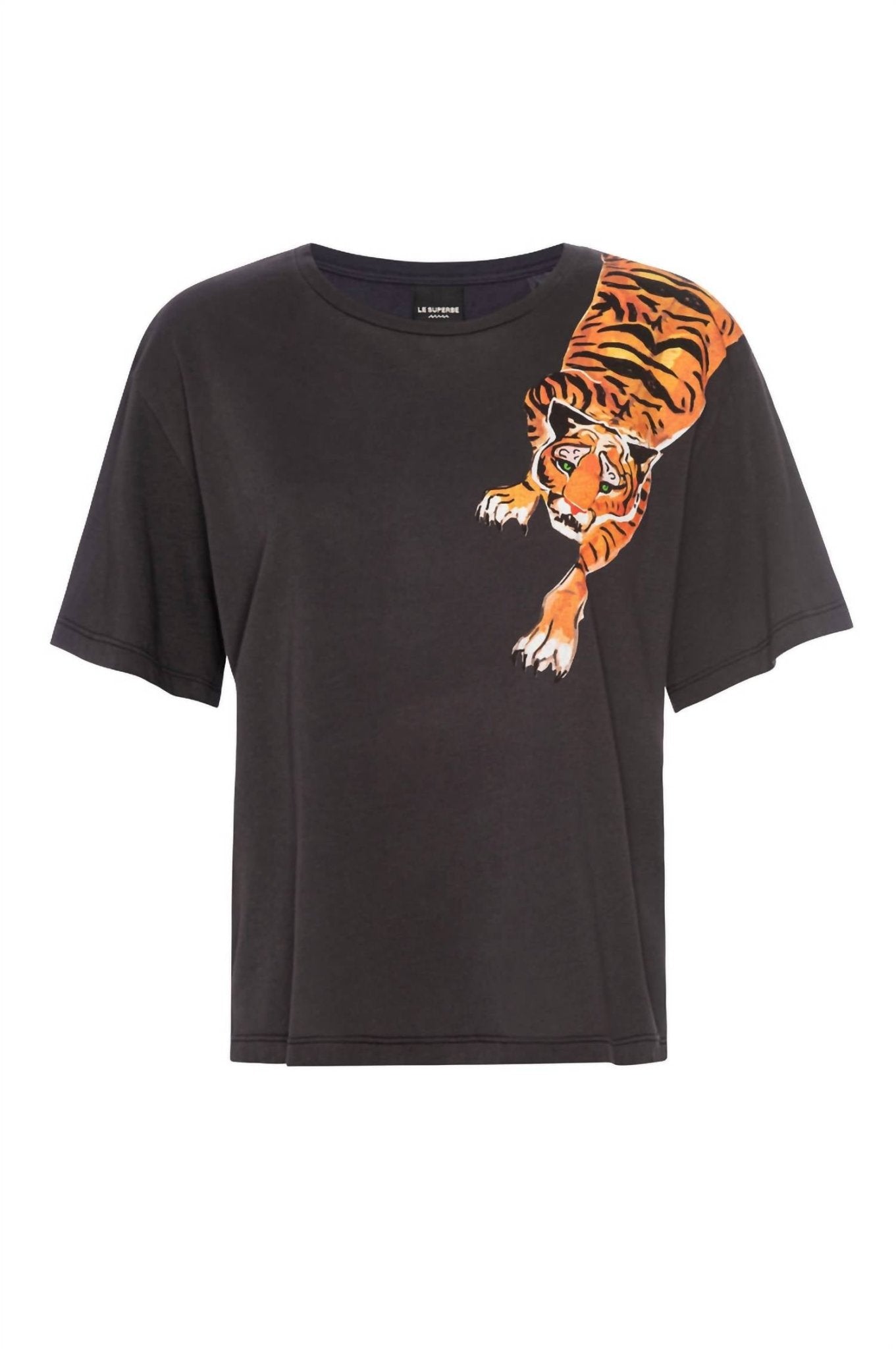 Le Superbe - Scratching Tiger Tee - black - clothing - cotton
