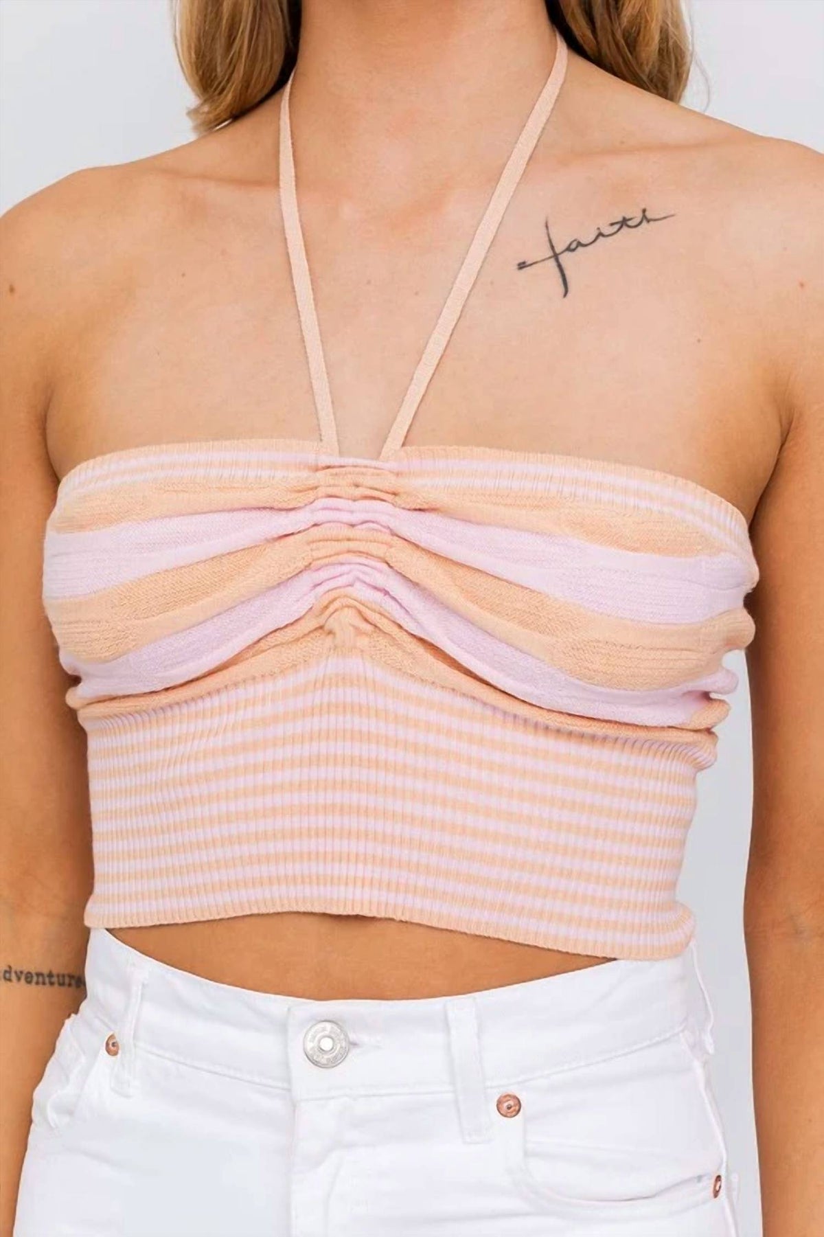 Lelis - Halter Neck Sweater Crop Top