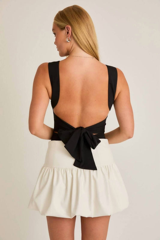 Lelis - Missy Open Back Bow Bodysuits - black - bodysuits - clothing