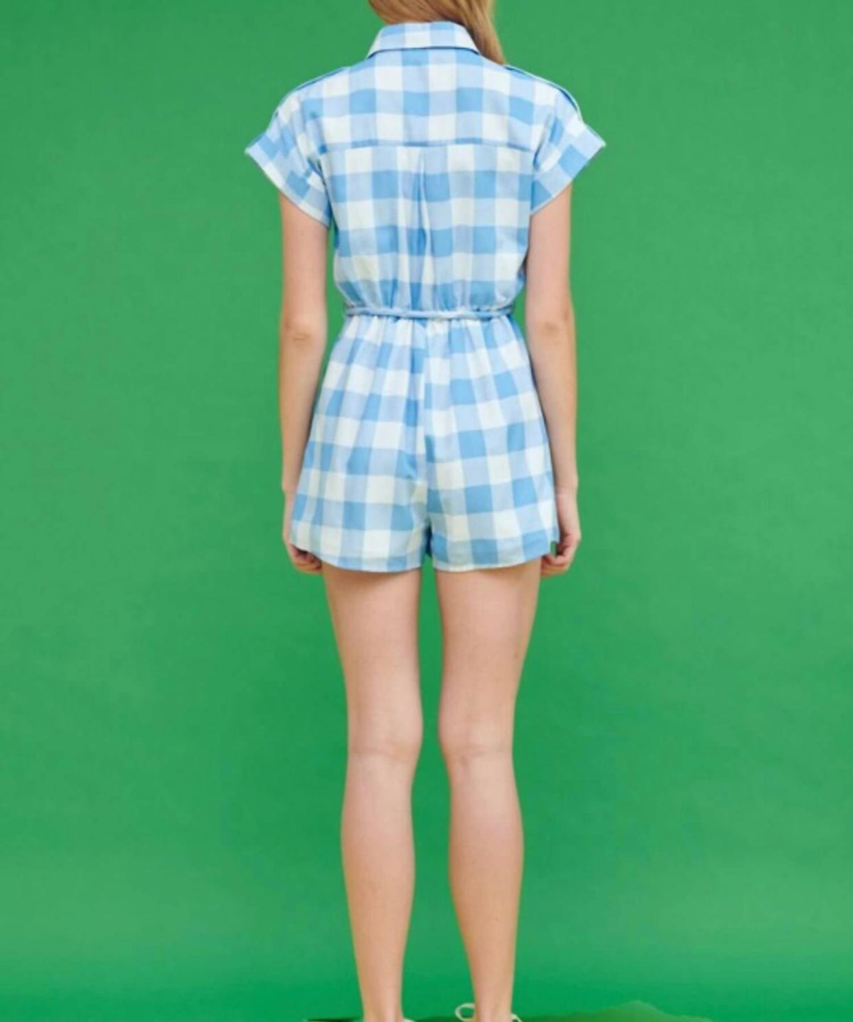Lena - Gina Gingham Print Shirt Romper