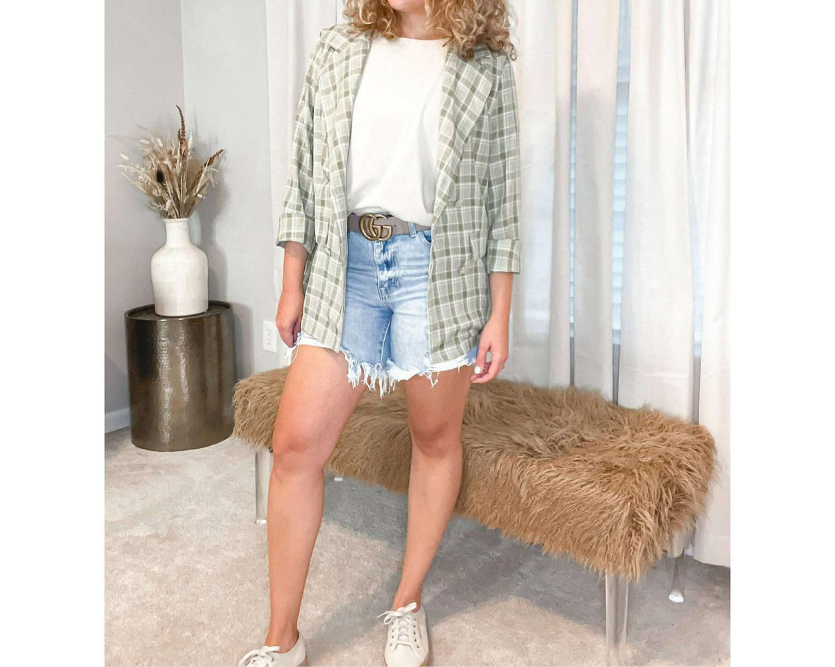 Lena - Nora Plaid Oversized Double Breasted Blazer