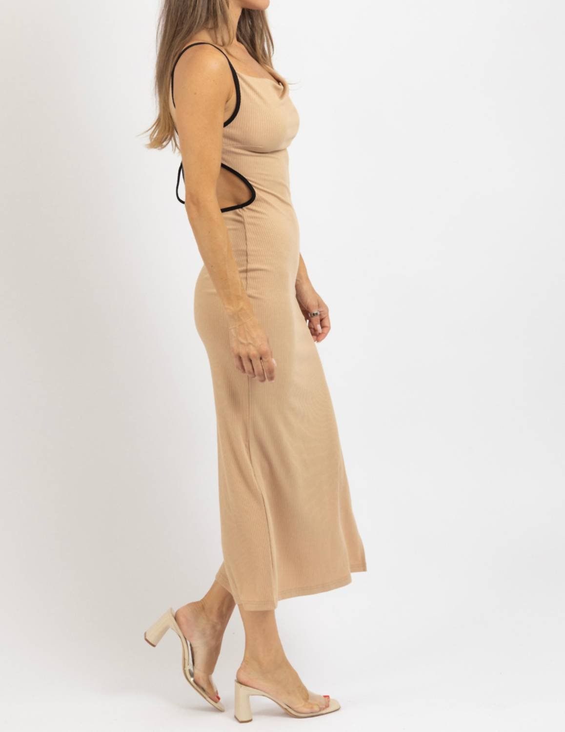 Lena - Ribbed Midi Dress - brown - clothing - dresses