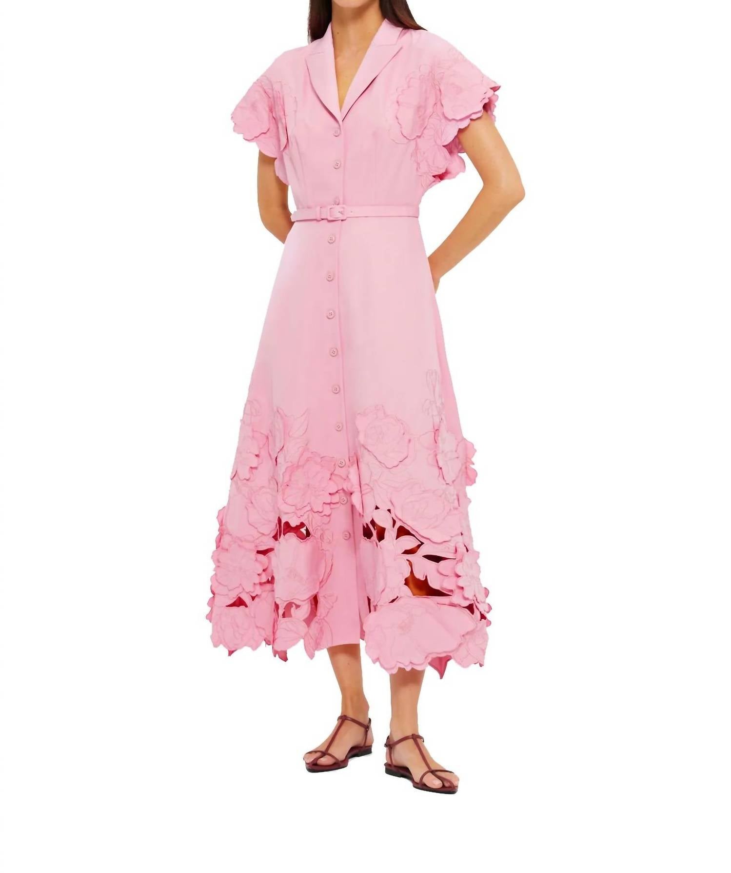 Leo Lin - Aubrey Appliqué Shirt Midi Dress - clothing - dresses - midi