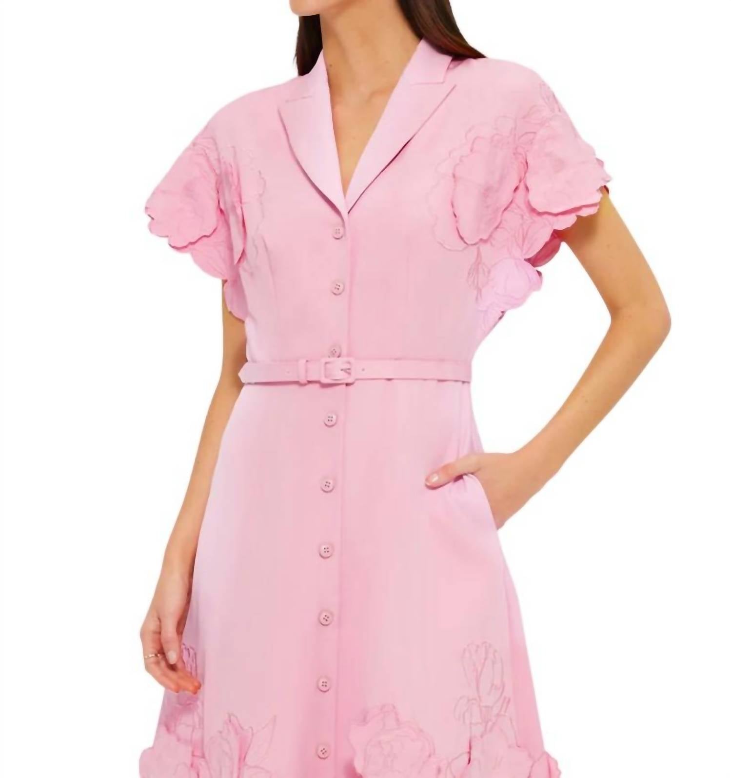 Leo Lin - Aubrey Appliqué Shirt Midi Dress - clothing - dresses - midi