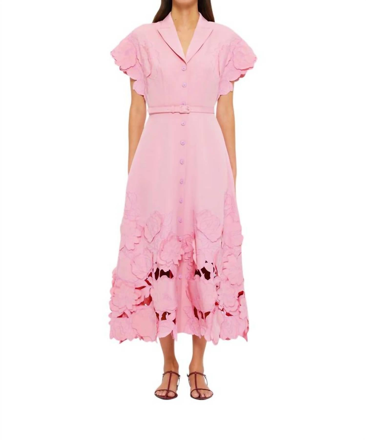 Leo Lin - Aubrey Appliqué Shirt Midi Dress - clothing - dresses - midi