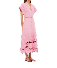 Leo Lin - Aubrey Appliqué Shirt Midi Dress - clothing - dresses - midi