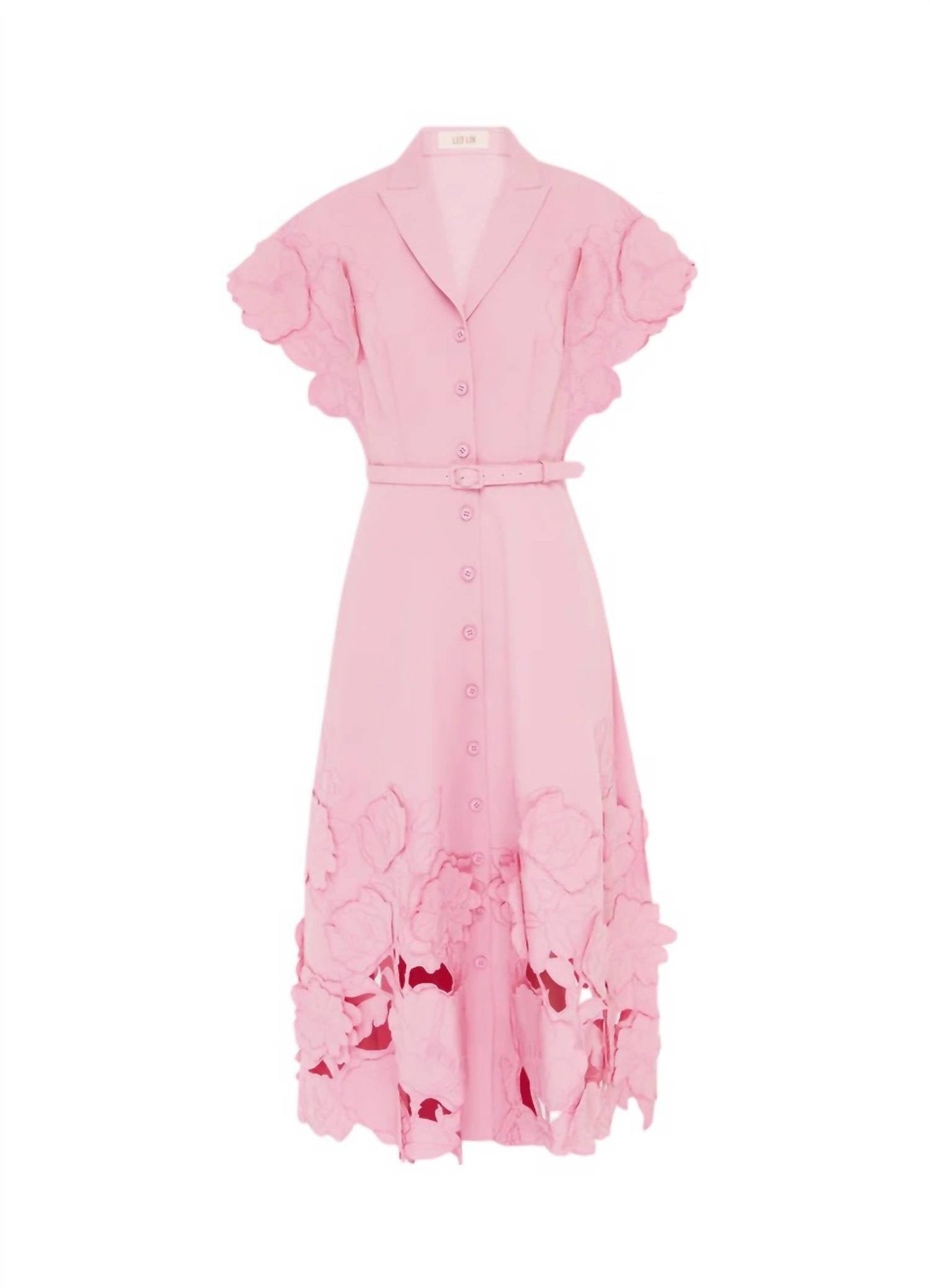 Leo Lin - Aubrey Appliqué Shirt Midi Dress - clothing - dresses - midi