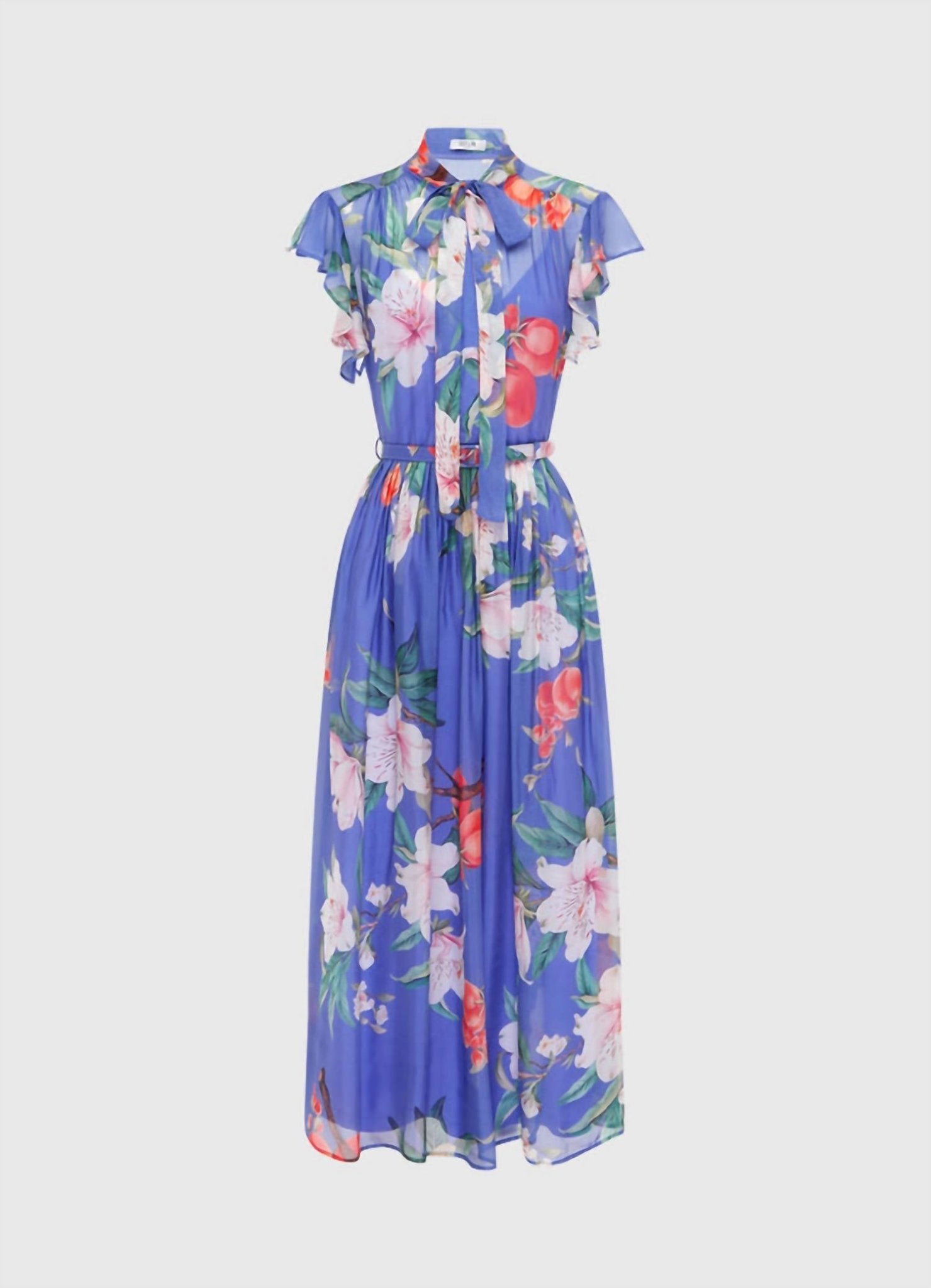 Leo Lin - Flutter Sleeve Midi Dress - blue - clothing - dresses