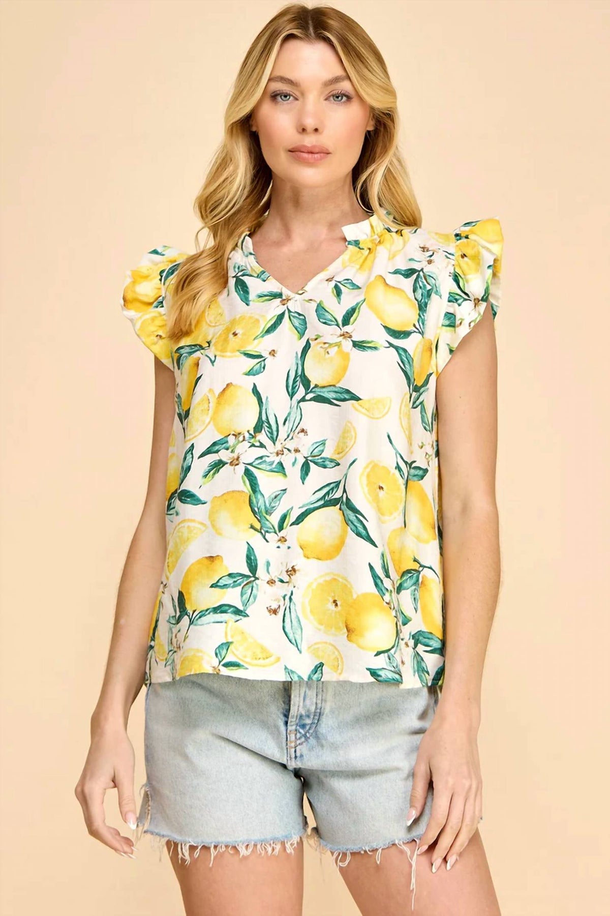 Les Amis - Limoncello Ruffle Sleeve Top